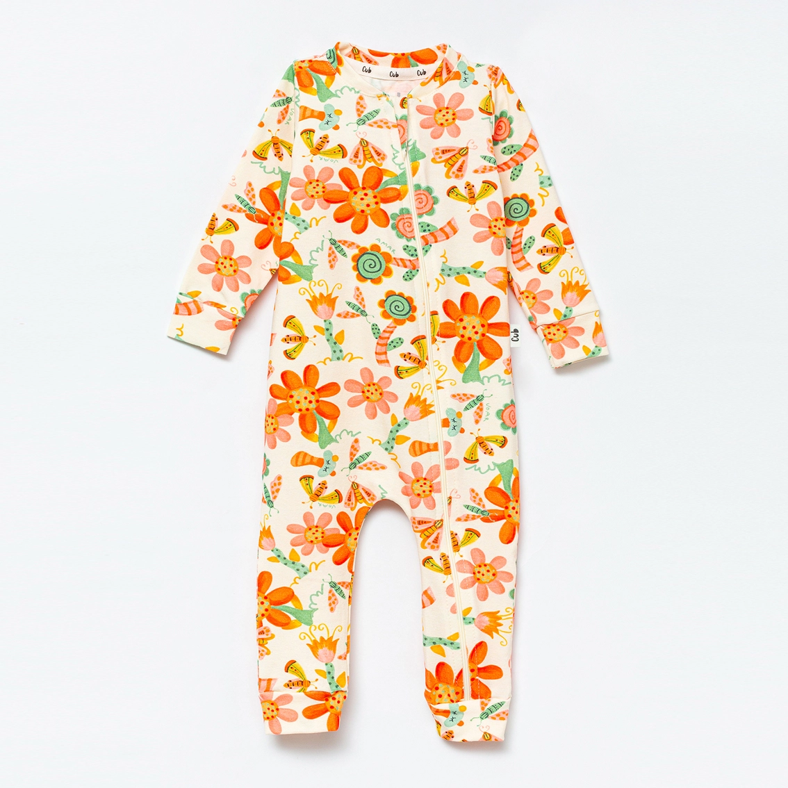 Macacão Bebê Manga Longa Zíper - Jardim Encantado