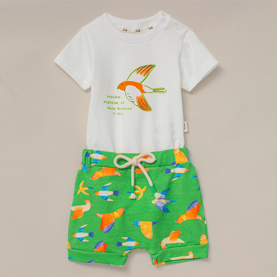 Conjunto Bebê Manga Curta Estampa Livres a Voar