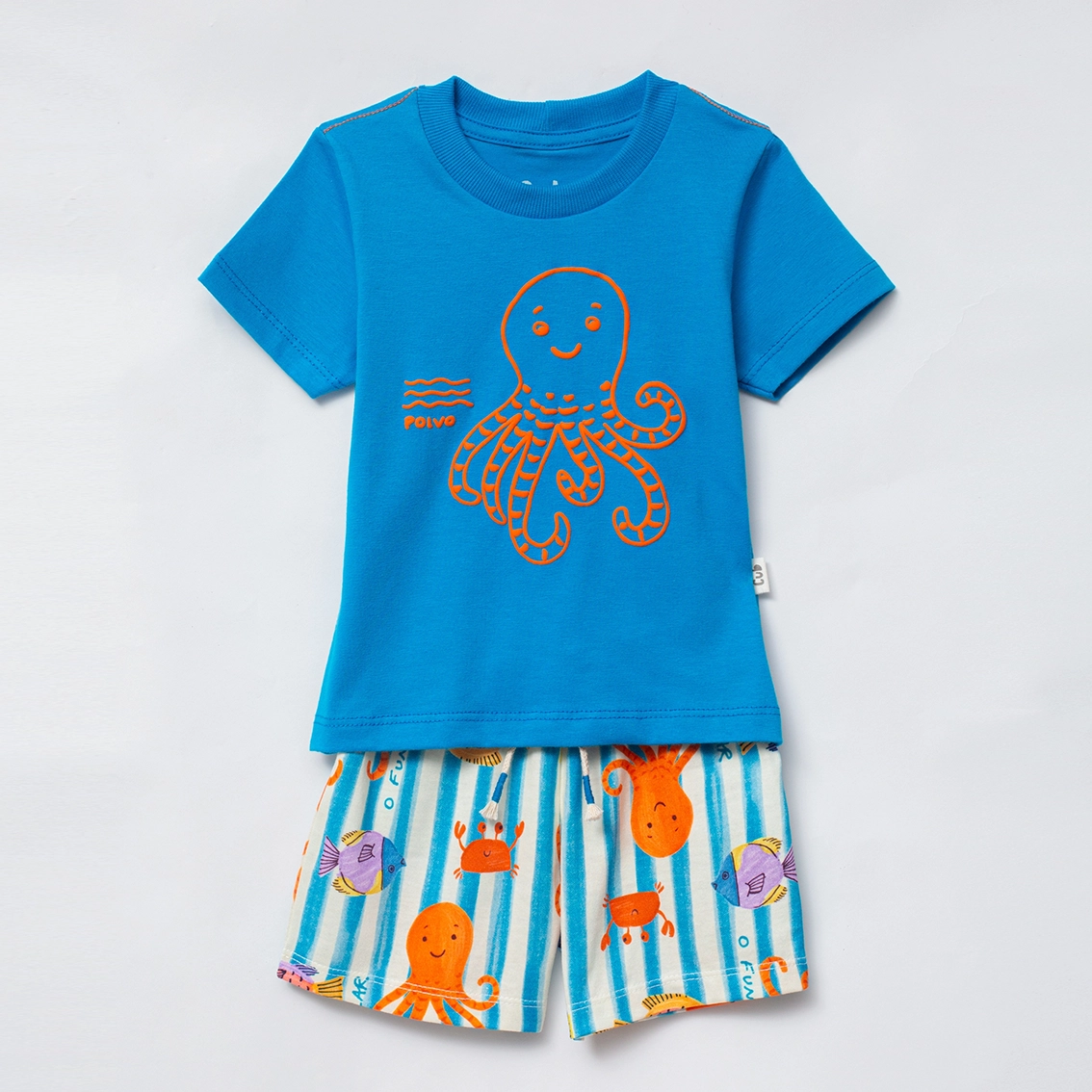 Conjunto Manga Curta Estampa Oceânicos