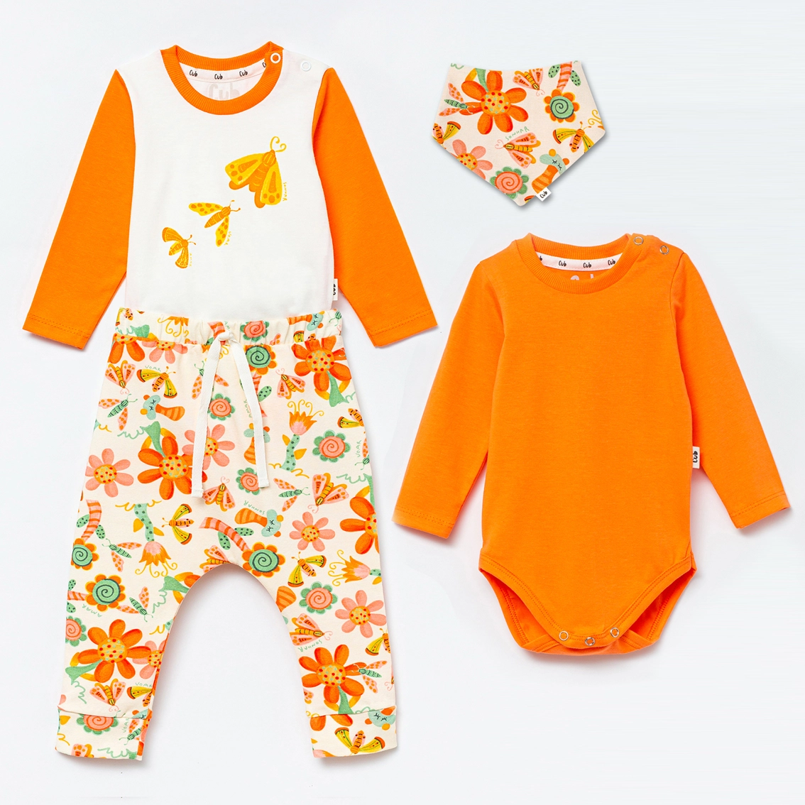 Kit bebê Manga Longa Mariposa - 4 peças